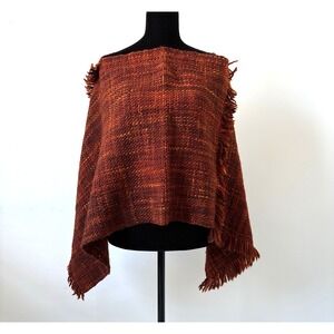 Manos del Uruguay 100% Wool Hand Knit Fringe Cape Poncho Multicolor - Old Money